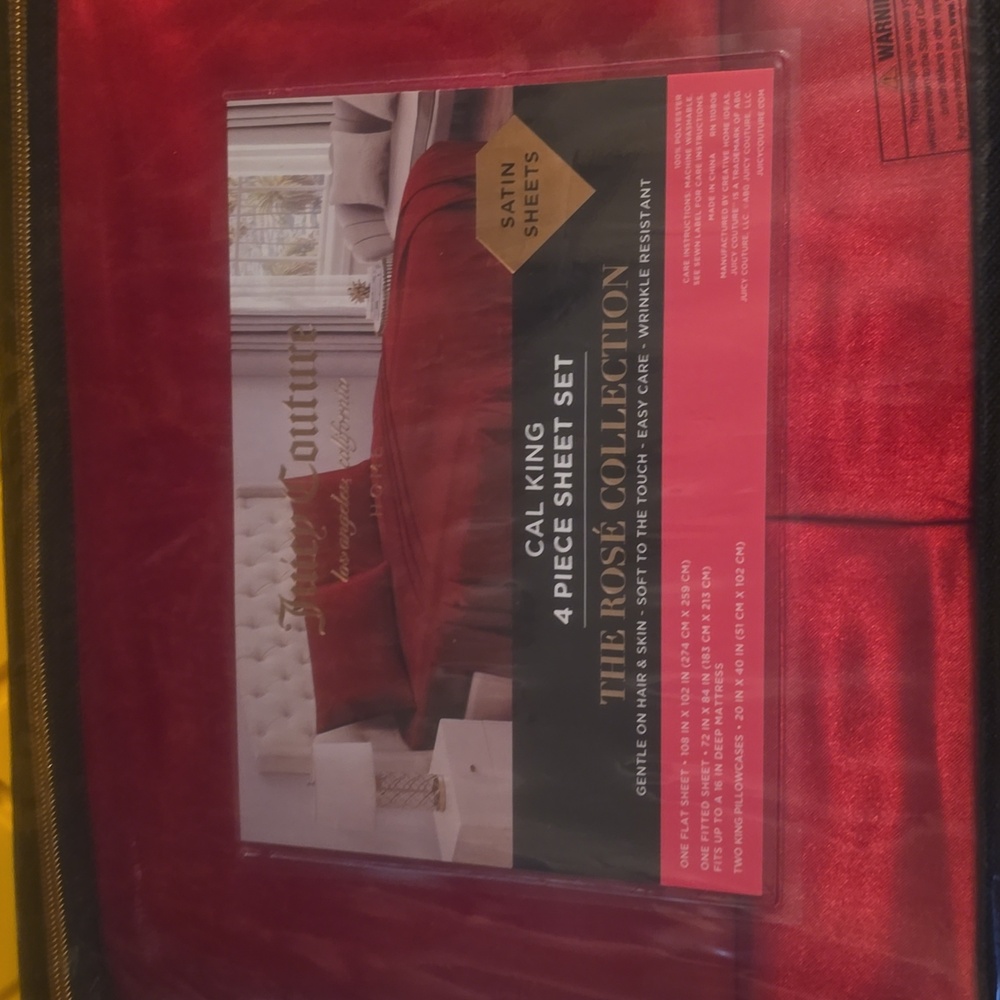 JUICY COUTURE Cali king red satin sheets 4pc